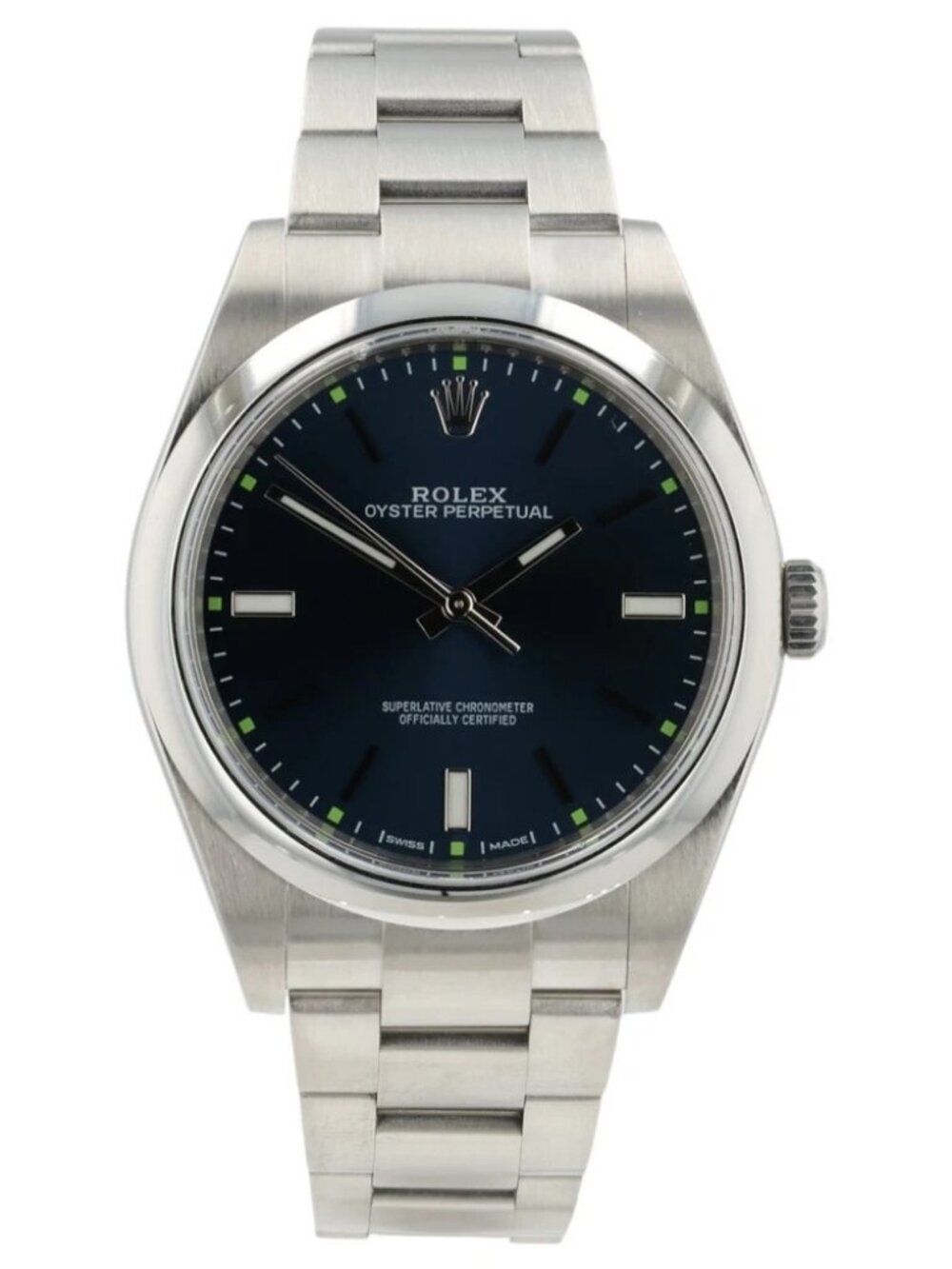 Rolex Oyster Perpetual Blue Dial Stainless Steel 39mm Automatic Mens 114300
